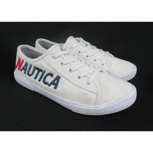 NAUTICA Essence Women's Sz 8.5 EU 39 White Canvas Lace Up Sneakers w/ Logo